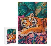 Adult Jigsaw Puzzle, 300 PCS, Featuring Sleeping Tiger in Jungle Artwork, Classic Jigsaw Entertainment for The Home, for Indoor Play