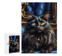 Adult Jigsaw Puzzle, 300 PCS, with Detailed Mysterious Black Cat Artwork, A Creative Way to Unwind after A Busy Day, for Puzzle Fans