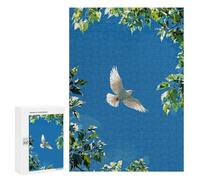 Adult Jigsaw Puzzle, 300 PCS, with Detailed White Dove Flying in Blue Sky Artwork, A Creative Way to Unwind after A Busy Day, for Puzzle Fans
