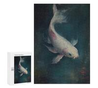 Adult Jigsaw Puzzle, 300 PCS, with Detailed White Koi Fish Painting Artwork, A Satisfying Project for Experienced Puzzlers, at Home