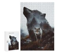 Adult Jigsaw Puzzle, 300 PCS, with Detailed Wolf Howling in Misty Mountains Artwork, A Creative Way to Unwind after A Busy Day, for Cosy Nights