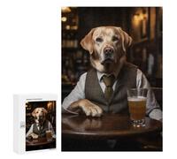 Adult Jigsaw Puzzle, 300 PCS, with Detailed Yellow Labrador in The Pub Artwork, A Satisfying Project for Experienced Puzzlers, at Home
