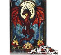 Adult Jigsaw Puzzle 300 Pieces Stained Glass Dragon Puzzle Jigsaws for Adults Learning Educational Puzzle 300pcs (40x28cm)