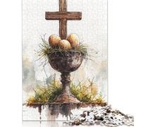 Adult Jigsaw Puzzle 500 Easter Cross Puzzle Jigsaws for Adults Educational Game Challenge Toy 500pcs (52x38cm)