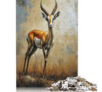 Adult Jigsaw Puzzle 500 Graceful Gazelle Art Puzzle Jigsaws for Adults Educational Game Challenge Toy 500pcs (52x38cm)
