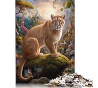 Adult Jigsaw Puzzle 500 Mystical Mountain Lion Puzzle Jigsaws for Adults Educational Game Challenge Toy 500pcs (52x38cm)