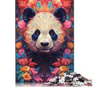 Adult Jigsaw Puzzle 500 Panda Flower Portrait Puzzles for Adults Educational Game for Adult Teenagers 500pcs (52x38cm)