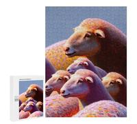 Adult Jigsaw Puzzle, 500 PCS, Featuring Colorful Sheep Herd Portrait Artwork, A Creative Way to Unwind after A Busy Day, for Quiet Evenings