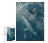 Adult Jigsaw Puzzle, 500 PCS, Featuring Eagle And Whale Above The Ocean Artwork, A Creative Way to Unwind after A Busy Day, for Family Nights