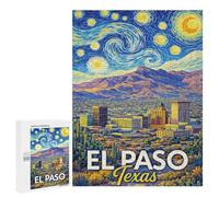 Adult Jigsaw Puzzle, 500 PCS, Featuring El Paso Texas Starry Night Painting Artwork, Versatile Leisure for Adults Who Enjoy Jigsaws, for Family Fun