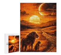 Adult Jigsaw Puzzle, 500 PCS, Featuring Lion And Bear Under Alien Sky Artwork, Classic Jigsaw Entertainment for The Home, for Indoor Play