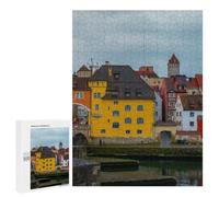 Adult Jigsaw Puzzle, 500 PCS, Featuring Medieval Town by The River Artwork, A Mindful Leisure Activity for Puzzle Lovers, for Indoor Play