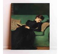 Adult Jigsaw Puzzle 500 Pieces A Woman in a Black Dress is Sleeping on a Green Sofa and Reading a Book Modern Home Decoration Fun Birthday Gift