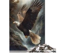 Adult Jigsaw Puzzle 500 Pieces Bald Eagle in Flight Wooden Puzzle Jigsaws for Adults for Adults& Teens Age 12 Years Up 500pcs (52x38cm)