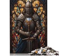 Adult Jigsaw Puzzle 500 Pieces Black Knight Stained Glass Puzzle Jigsaws for Adults Funny Jigsaw Puzzles 500pcs (52x38cm)