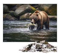 Adult Jigsaw Puzzle 500 Pieces Brown Bear Grizzly Nature Puzzles for Teenagers Gifts Jigsaw Puzzles for Adults 500pcs (52x38cm)