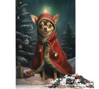 Adult Jigsaw Puzzle 500 Pieces Cute Chihuahua Xmas Night Wooden Puzzles for Adults Educational Games 500pcs (52x38cm)