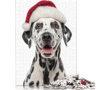 Adult Jigsaw Puzzle 500 Pieces Dalmatian Dog Wearing A Santa Hat Wooden Puzzle Jigsaws for Adults for Adults& Teens Age 12 Years Up 500pcs (52x38cm)