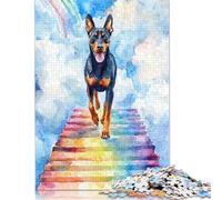 Adult Jigsaw Puzzle 500 Pieces Doberman Rainbow Bridge Wooden Puzzle Jigsaws for Adults for Adults& Teens Age 12 Years Up 500pcs (52x38cm)