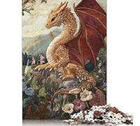 Adult Jigsaw Puzzle 500 Pieces Embroidered Dragon in Garden Puzzle for Adults And Teenager Puzzles for Adults Teens 500pcs (52x38cm)