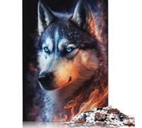 Adult Jigsaw Puzzle 500 Pieces Fire Animal Husky Wood Puzzle Adult Toys Jigsaw Puzzles Decompression Game 500pcs (52x38cm)