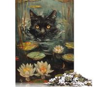 Adult Jigsaw Puzzle 500 Pieces Funny Cat Hiding in Water Wooden Puzzles for Adults Educational Games 500pcs (52x38cm)