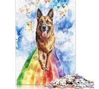 Adult Jigsaw Puzzle 500 Pieces German Shepherd Rainbow Bridge Wooden Puzzle Jigsaws for Adults for Adults& Teens Age 12 Years Up 500pcs (52x38cm)