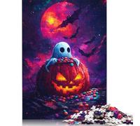 Adult Jigsaw Puzzle 500 Pieces Ghost in Pumpkin Puzzles for Adults For Family Fun & Game Night 500pcs (52x38cm)