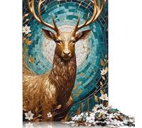Adult Jigsaw Puzzle 500 Pieces Golden Deer Kintsugi Puzzles for Teenagers Gifts Educational Game for Adult Teenagers 500pcs (52x38cm)