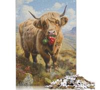 Adult Jigsaw Puzzle 500 Pieces Highland Cow Pepper Land Wooden Puzzles for Adults Educational Games 500pcs (52x38cm)