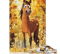 Adult Jigsaw Puzzle 500 Pieces Horse in Autumn Forest Puzzle Jigsaws Brain Teaser Puzzles For Adults 500pcs (52x38cm)