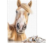 Adult Jigsaw Puzzle 500 Pieces Horse Selfie Puzzles Wooden Puzzles for Adults& Teenagers Age 12 Years Up 500pcs (52x38cm)