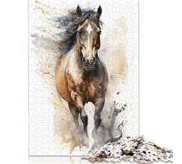 Adult Jigsaw Puzzle 500 Pieces Horse Watercolor Puzzle for Adults And Teenager Puzzles for Adults Teens 500pcs (52x38cm)