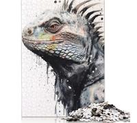 Adult Jigsaw Puzzle 500 Pieces Iguana Beauty Black Ink Wooden Puzzles for Adults & Teenager Home Educational Games DIY Toys 500pcs (52x38cm)