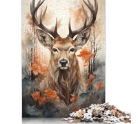 Adult Jigsaw Puzzle 500 Pieces Majestic Deer in Autumn Forest Puzzles Jigsaw Puzzles for Adults Teenagers 500pcs (52x38cm)
