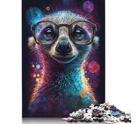 Adult Jigsaw Puzzle 500 Pieces Meerkat with Glasses Puzzle Wooden Jigsaw For Adults Games Educational Toys 500pcs (52x38cm)