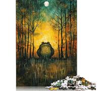 Adult Jigsaw Puzzle 500 Pieces Moonlit Forest Frog Wood Puzzle Adult Toys Jigsaw Puzzles Decompression Game 500pcs (52x38cm)