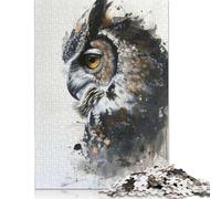 Adult Jigsaw Puzzle 500 Pieces Owl Watercolor Art Wood Puzzle for Adults Sustainable Puzzle for Adults | Games 500pcs (52x38cm)