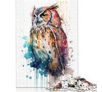 Adult Jigsaw Puzzle 500 Pieces Owl Watercolor Puzzle for Adults And Teenager Puzzles for Adults Teens 500pcs (52x38cm)
