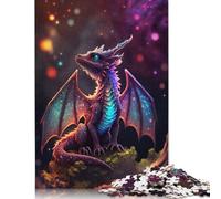 Adult Jigsaw Puzzle 500 Pieces Rainbow Dragon Cub Puzzles Wooden Puzzles for Adults& Teenagers Age 12 Years Up 500pcs (52x38cm)