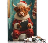 Adult Jigsaw Puzzle 500 Pieces Santa Cow Reading Wooden Puzzles for Adults Educational Games 500pcs (52x38cm)