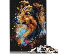 Adult Jigsaw Puzzle 500 Pieces Shetland Sheepdog Wood Puzzle Adult Toys Jigsaw Puzzles Decompression Game 500pcs (52x38cm)