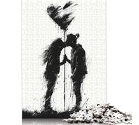 Adult Jigsaw Puzzle 500 Pieces Silhouette Kiss With Heart Puzzles for Teenagers Gifts Jigsaw Puzzles for Adults 500pcs (52x38cm)