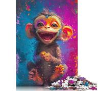 Adult Jigsaw Puzzle 500 Pieces Smiling Monkey Baby Wood Puzzle Adult Toys Jigsaw Puzzles Decompression Game 500pcs (52x38cm)