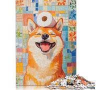 Adult Jigsaw Puzzle 500 Pieces Smiling Shiba Inu with Toilet Paper Wooden Puzzle Jigsaws for Adults for Adults& Teens Age 12 Years Up 500pcs (52x38cm)
