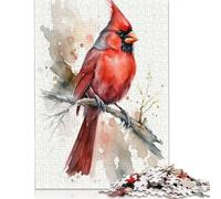 Adult Jigsaw Puzzle 500 Pieces Watercolor Cardinal Bird Puzzle Jigsaws Brain Teaser Puzzles For Adults 500pcs (52x38cm)