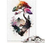 Adult Jigsaw Puzzle 500 Pieces Watercolors Japanese Art 2 Puzzles for Teenagers Gifts Jigsaw Puzzles for Adults 500pcs (52x38cm)