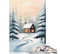 Adult Jigsaw Puzzle 500 Pieces Winter Cabin in The Woods Puzzles for Teenagers Gifts Jigsaw Puzzles for Adults 500pcs (52x38cm)