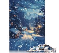Adult Jigsaw Puzzle 500 Pieces Winter Village at Twilight Wooden Puzzle Jigsaws for Adults for Adults& Teens Age 12 Years Up 500pcs (52x38cm)