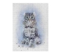 Adult Jigsaw Puzzle, American Curl Cat Art, 500 PCS | Section-by-section building: a clear build method in spare time.